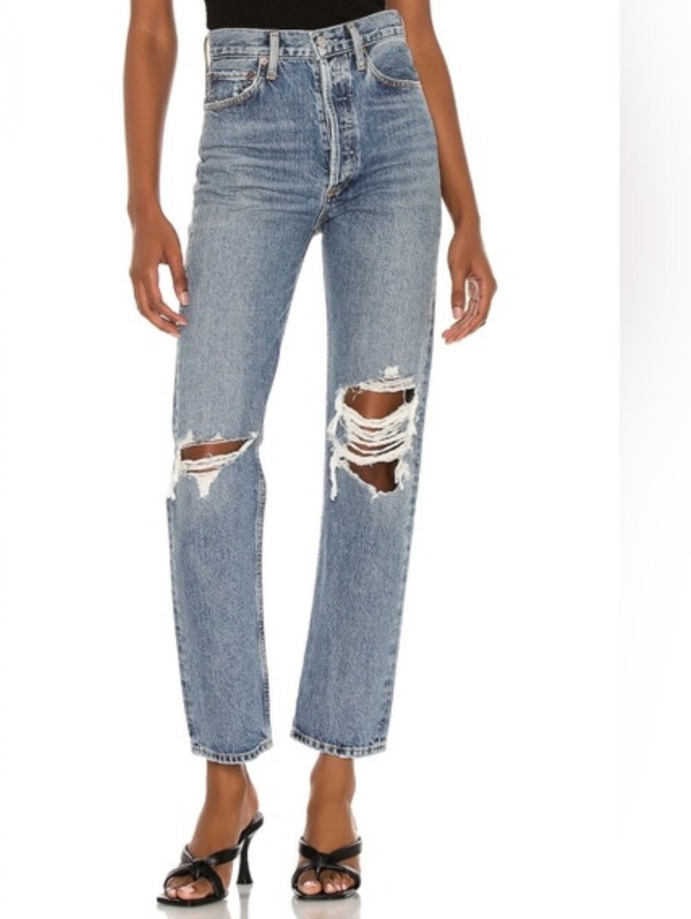 Agolde 90's Pinch High-Rise Distressed Straight Leg Jeans-NWOT
